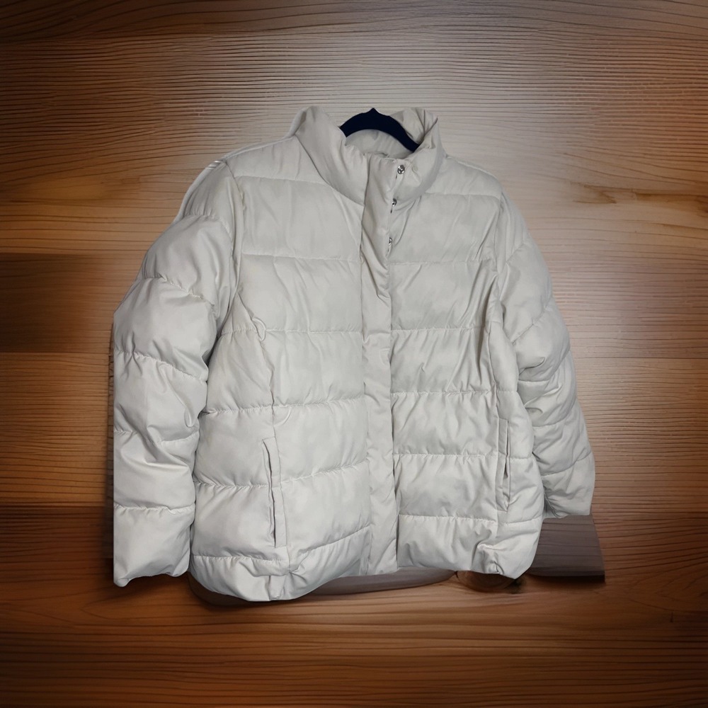 Market & Spruce Women's Puffer Coat Off-White 2X